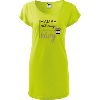 Dámské oblečení DOBRÝ TRIKO Dámské tričko/šaty Mamka potřebuje kávu Velikost: M, Barva: Limetková