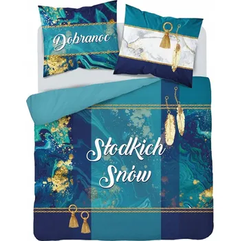 Povlečení TYRKÝZOVÉ POVLEČENÍ DOBROU NOC DÁREK SVATBA 200x220