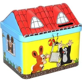 Pokladnička PLECHOVÁ POKLADNIČKA - DOMEČEK S KRTEČKEM