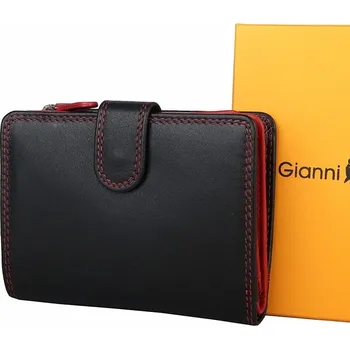 Peněženka Menší luxusní kožená peněženka Gianni Conti no. 205 černo-červená