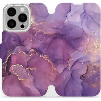 Pouzdro na mobilní telefon Flipové pouzdro Mobiwear - Apple iPhone 16 Pro - VP20S Fialový mramor (Knížkové flip pouzdro, obal, kryt na mobil Apple iPhone 16 Pro - VP20S Fialový mramor, materiál Umělá kůže + TPU - ochrana 360°, stojánek, silikonová vanička, magnetické zavírání)