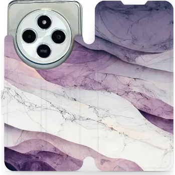 Pouzdro na mobilní telefon Flipové pouzdro Mobiwear - Xiaomi Redmi 14C / Poco C75 - VP31S Bílý a fialový mramor (Knížkové flip pouzdro, obal, kryt na mobil Xiaomi Redmi 14C / Poco C75 - VP31S Bílý a fialový mramor, materiál Umělá kůže + TPU - ochrana 360°, stojánek, silikonová)