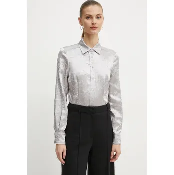 Košile Pinko dámská, stříbrná barva, regular, s klasickým límcem, 104425 A285 104425.A285 SLV, vel. 36