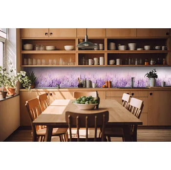 Tapeta DIMEX | Fototapeta do kuchyně Levandule KI-420-124| 420 x 60 cm | fialová, růžová + Samolepicí fototapeta za kuchyňskou linku DIMEX Levandule v šíři 420 cm