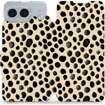 Pouzdro na mobilní telefon Flipové pouzdro Mobiwear - OnePlus Nord 4 5G - VA50S Černé puntíky (Knížkové flip pouzdro, obal, kryt na mobil OnePlus Nord 4 5G - VA50S Černé puntíky, materiál Umělá kůže + TPU - ochrana 360°, stojánek, silikonová vanička, magnetické zavírání)