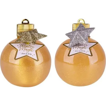 Koupelová kosmetika GEL koupelový/sprchový 200ml WINTER MAGIC v malé lahvičce ve tvaru koule s přívěskem hvězdy NOVINKA