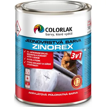 barva na kov Colorlak ZINOREX S2211 Barva: stříbrná RAL 9006, Balení: 0,6 l