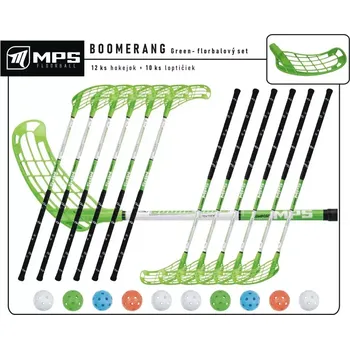 Florbal Set MPS Boomerang Green (12 hokejek) 8x levá / 4x pravá