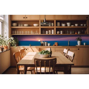 Tapeta DIMEX | Fototapeta do kuchyně Východ slunce KI-420-138| 420 x 60 cm | modrá, fialová, růžová + Samolepicí fototapeta za kuchyňskou linku DIMEX Východ slunce v šíři 420 cm