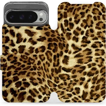 Pouzdro na mobilní telefon Flipové pouzdro Mobiwear - Google Pixel 9 Pro XL - VA33P Leopardí vzor (Knížkové flip pouzdro, obal, kryt na mobil Google Pixel 9 Pro XL - VA33P Leopardí vzor, materiál Umělá kůže + TPU - ochrana 360°, stojánek, silikonová vanička, magnetické zavírání)