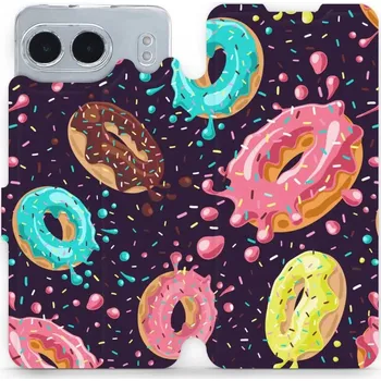Pouzdro na mobilní telefon Flipové pouzdro Mobiwear - OnePlus Nord 4 5G - VP19S Donutky (Knížkové flip pouzdro, obal, kryt na mobil OnePlus Nord 4 5G - VP19S Donutky, materiál Umělá kůže + TPU - ochrana 360°, stojánek, silikonová vanička, magnetické zavírání)