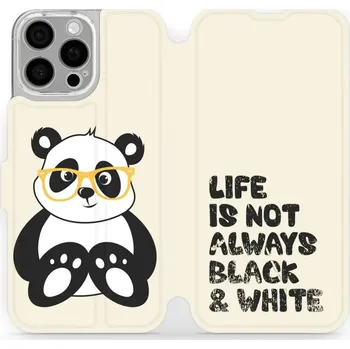 Pouzdro na mobilní telefon Flipové pouzdro Mobiwear - Apple iPhone 16 Pro Max - M041S Panda - life is not (Knížkové flip pouzdro, obal, kryt na mobil Apple iPhone 16 Pro Max - M041S Panda - life is not, materiál Umělá kůže + TPU - ochrana 360°, stojánek, silikonová vanička,)