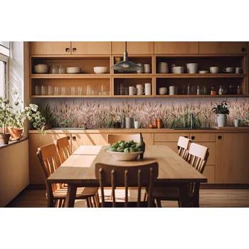 Fototapeta DIMEX | Fototapeta do kuchyně Pšeničné pole KI-420-136| 420 x 60 cm | béžová, hnědá + Samolepicí fototapeta za kuchyňskou linku DIMEX Pšeničné pole v šíři 420 cm