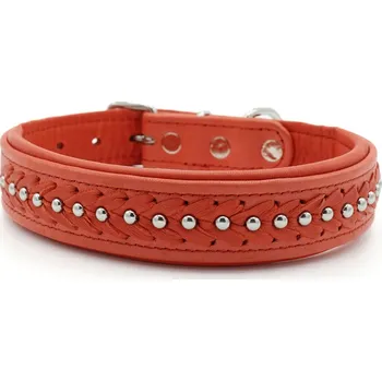Obojek pro psa Proplétaný kožený obojek Barva: Červená, Velikost: 39 - 46 cm