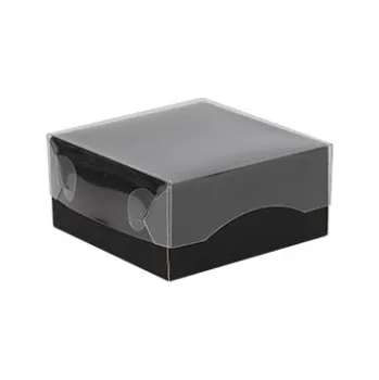 Dárková krabice s průhledným víkem 100x100x50 mm, černá