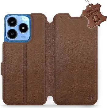 Pouzdro na mobilní telefon Kožené flip pouzdro Mobiwear - Realme C63 - Hnědé (Kožené knížkové pouzdro, obal, kryt na mobil Realme C63, Hnědé, materiál Genuine Leather, ochrana 360°, stojánek, silikonová vanička, magnetické zavírání)
