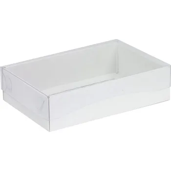 Dárková krabička Dárková krabička s průhledným víkem 200x125x50/35 mm, bílá