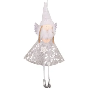 Vánoční dekorace Anděl v tylové sukni s flitry na zavěšení 32 cm