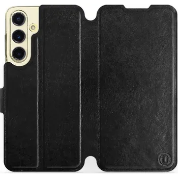 Pouzdro na mobilní telefon Flipové pouzdro Mobiwear - Samsung Galaxy S24 FE - Černé a šedé (Knížkové flip pouzdro, obal, kryt na mobil Samsung Galaxy S24 FE - Černé a šedé, materiál Umělá kůže + TPU - ochrana 360°, stojánek, silikonová vanička, magnetické zavírání)