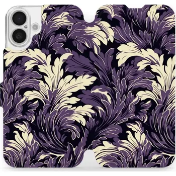 Pouzdro na mobilní telefon Flipové pouzdro Mobiwear - Apple iPhone 16 Plus - VA46S Fialové rostliny (Knížkové flip pouzdro, obal, kryt na mobil Apple iPhone 16 Plus - VA46S Fialové rostliny, materiál Umělá kůže + TPU - ochrana 360°, stojánek, silikonová vanička, magnetické zavírání