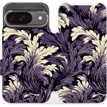 Pouzdro na mobilní telefon Flipové pouzdro Mobiwear - Google Pixel 9 - VA46S Fialové rostliny (Knížkové flip pouzdro, obal, kryt na mobil Google Pixel 9 - VA46S Fialové rostliny, materiál Umělá kůže + TPU - ochrana 360°, stojánek, silikonová vanička, magnetické zavírání)