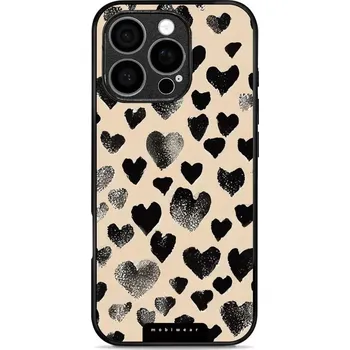 Pouzdro na mobilní telefon Lesklý kryt Mobiwear Glossy - Apple iPhone 16 Pro - GA51G Černá srdíčka (Prémiové lesklé pouzdro, obal, kryt Mobiwear Glossy na mobil Apple iPhone 16 Pro - GA51G Černá srdíčka, materiál Plast + TPU silikon - krytí po všech stranách, neošoupatelný potisk,)