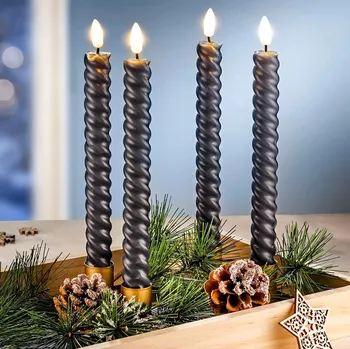 Svíčka Weltbild LED Voskové svíčky Twist, 4 ks, antracit 493107