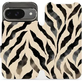 Pouzdro na mobilní telefon Flipové pouzdro Mobiwear - Google Pixel 9 - VA53S Zebří (Knížkové flip pouzdro, obal, kryt na mobil Google Pixel 9 - VA53S Zebří, materiál Umělá kůže + TPU - ochrana 360°, stojánek, silikonová vanička, magnetické zavírání)