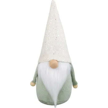 Vánoce Skřítek s krémovou čepicí na postavení 17 cm