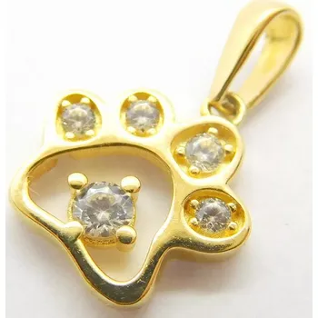 Přívěsek Klenoty Budín Dámský zlatý přívěsek se zirkony TLAPKA se zirkony 585/0,81gr HK3213 (Klenoty Budín Dámský zlatý přívěsek se zirkony TLAPKA se zirkony 585/0,81gr HK3213)