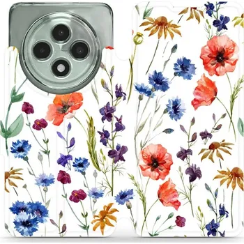Pouzdro na mobilní telefon Flipové pouzdro Mobiwear - Oppo Reno12 FS 5G - MP04S Luční kvítí (Knížkové flip pouzdro, obal, kryt na mobil Oppo Reno12 FS 5G - MP04S Luční kvítí, materiál Umělá kůže + TPU - ochrana 360°, stojánek, silikonová vanička, magnetické zavírání)