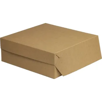 Krabice na pečivo Cukrářská krabice 220x220x90 mm, hnědá - kraft, 50 ks