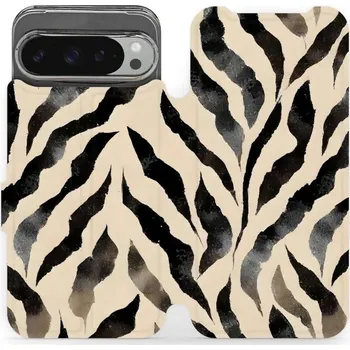 Pouzdro na mobilní telefon Flipové pouzdro Mobiwear - Google Pixel 9 Pro XL - VA53S Zebří (Knížkové flip pouzdro, obal, kryt na mobil Google Pixel 9 Pro XL - VA53S Zebří, materiál Umělá kůže + TPU - ochrana 360°, stojánek, silikonová vanička, magnetické zavírání)