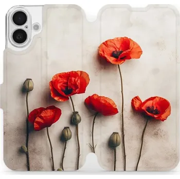 Pouzdro na mobilní telefon Flipové pouzdro Mobiwear - Apple iPhone 16 Plus - VP42S Vlčí máky (Knížkové flip pouzdro, obal, kryt na mobil Apple iPhone 16 Plus - VP42S Vlčí máky, materiál Umělá kůže + TPU - ochrana 360°, stojánek, silikonová vanička, magnetické zavírání)