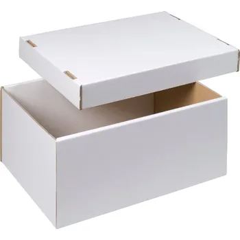 Archivační box Úložná krabice dno+víko 430x300x200 mm, BÍLÁ