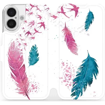 Pouzdro na mobilní telefon Flipové pouzdro Mobiwear - Apple iPhone 16 - MR08S Pírka (Knížkové flip pouzdro, obal, kryt na mobil Apple iPhone 16 - MR08S Pírka, materiál Umělá kůže + TPU - ochrana 360°, stojánek, silikonová vanička, magnetické zavírání)