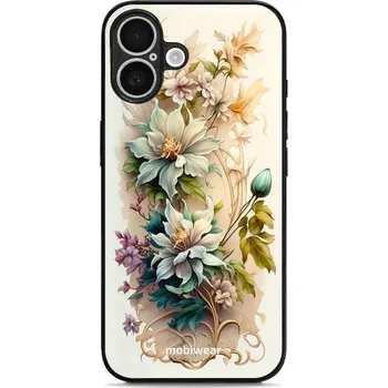 Pouzdro na mobilní telefon Lesklý kryt Mobiwear Glossy - Apple iPhone 16 Plus - G014G Krémové květy (Prémiové lesklé pouzdro, obal, kryt Mobiwear Glossy na mobil Apple iPhone 16 Plus - G014G Krémové květy, materiál Plast + TPU silikon - krytí po všech stranách, neošoupatelný potisk