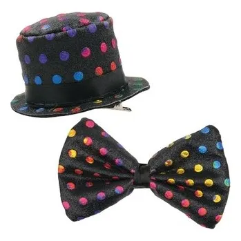 Vánoční dekorace Klobouček na klipu 9 cm s motýlkem