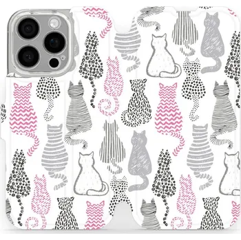 Pouzdro na mobilní telefon Flipové pouzdro Mobiwear - Apple iPhone 16 Pro - MX01S Kočičí zádíčka (Knížkové flip pouzdro, obal, kryt na mobil Apple iPhone 16 Pro - MX01S Kočičí zádíčka, materiál Umělá kůže + TPU - ochrana 360°, stojánek, silikonová vanička, magnetické zavírání)