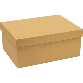 Dárková krabice s víkem 350x250x150/40 mm, hnědá - kraftová, eko, přírodní barva