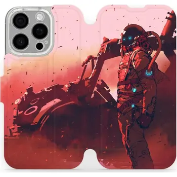 Pouzdro na mobilní telefon Flipové pouzdro Mobiwear - Apple iPhone 16 Pro - MA09S Průzkumník s červeným vozítkem (Knížkové flip pouzdro, obal, kryt na mobil Apple iPhone 16 Pro - MA09S Průzkumník s červeným vozítkem, materiál Umělá kůže + TPU - ochrana 360°, stojánek, silikonová)