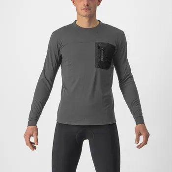 cyklistický dres CASTELLI Cyklistický dres s dlouhým rukávem zimní - UNLIMITED MERINO - šedá XL