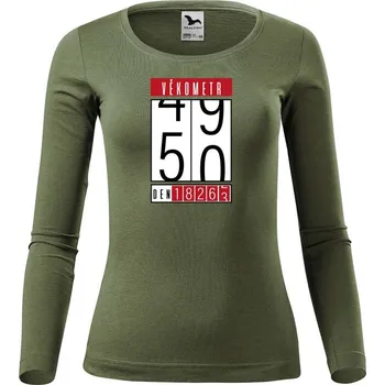 Dámské tričko DOBRÝ TRIKO Dámské bavlněné triko Věkometr 50 Velikost: M, Barva: Khaki