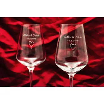 Sklenice Svatební diář - Svatební skleničky na víno se jmény - Sandra 250 ml 48 - 95 ks