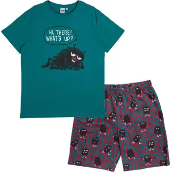Boxerky Pánské pyžamo krátké Moomin Stinky teal burgundy, Martinex Finsko M