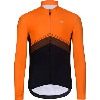 cyklistický dres HOLOKOLO Cyklistický dres s dlouhým rukávem zimní - ARROW II WINTER - oranžová/černá 4XL