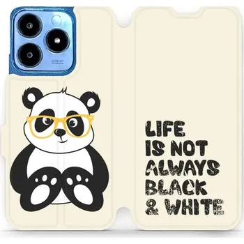 Pouzdro na mobilní telefon Flipové pouzdro Mobiwear - Realme C63 - M041S Panda - life is not (Knížkové flip pouzdro, obal, kryt na mobil Realme C63 - M041S Panda - life is not, materiál Umělá kůže + TPU - ochrana 360°, stojánek, silikonová vanička, magnetické zavírání)