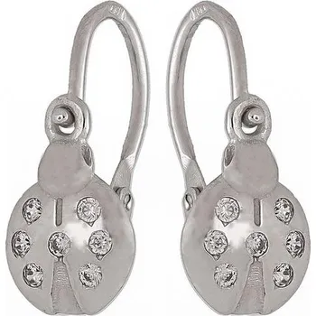 Náušnice Zlaton Náušnice bílé zlato visací s beruškou a kamenem 1.2cm 0.8g 001162508229