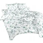 Dadka Povlečení satén Kvítí mentolové na bílém 140x200, 70x90 cm