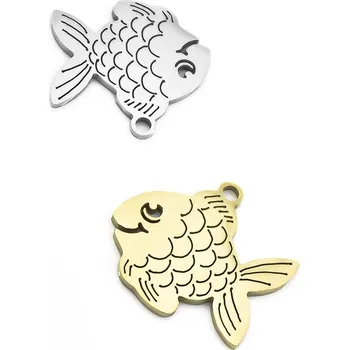 Materiál na výrobu šperku Leštěný přívěsek Ryba 15mm - 1Ks - Nerez RL